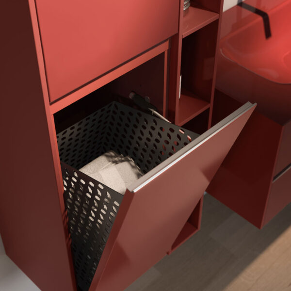 Hochschrank mit Kipptür und Wäschekorb